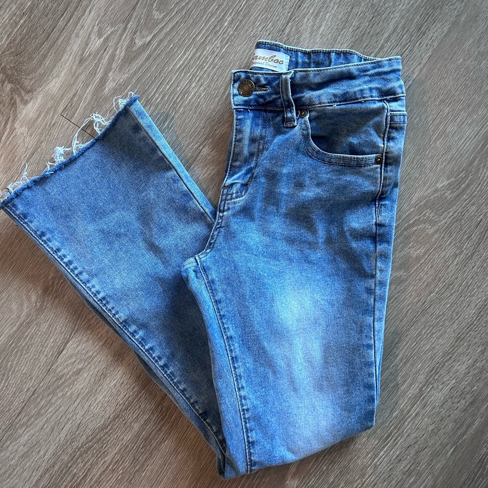Bamboo Original Denim Juniors Size 7 Flare Jeans Raw Hem